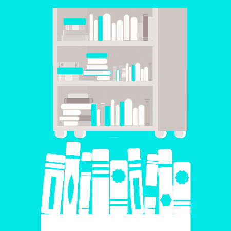 Icon of bookshelves full of books