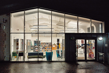 Comber Library Exterior at Night