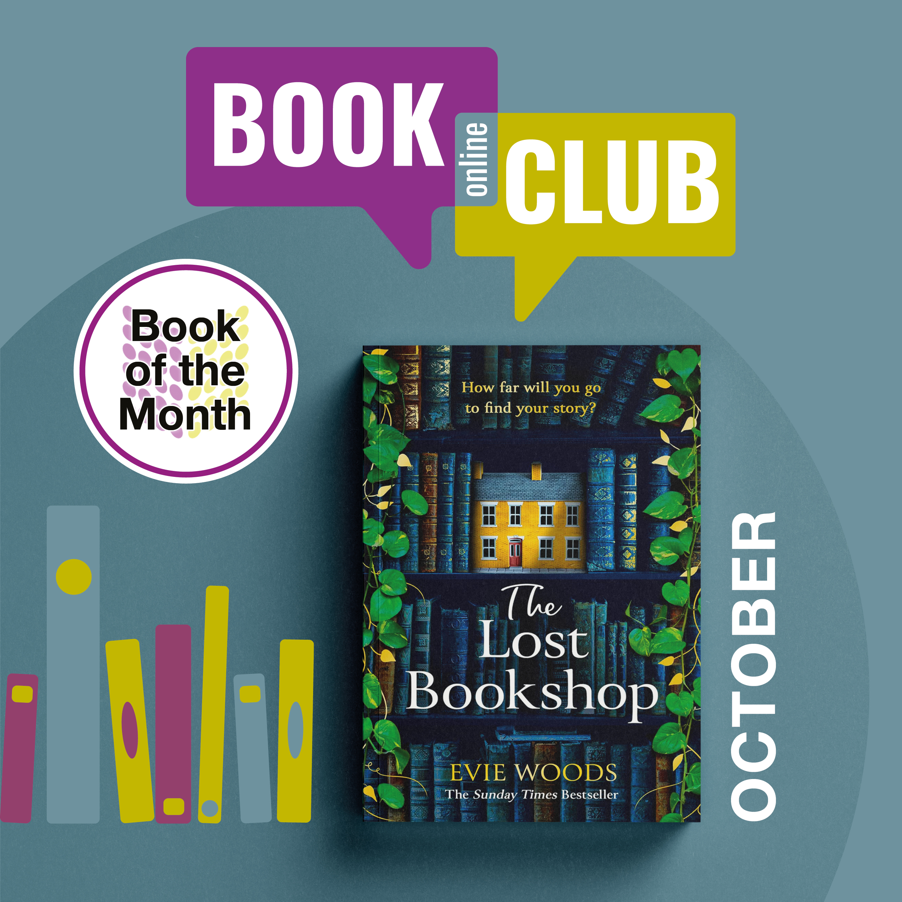 The Online Book Club's Book of the Month is The Lost Bookshop by Evie Woods