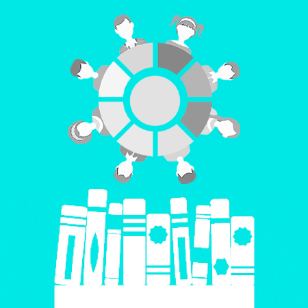 A reading group sat round a table