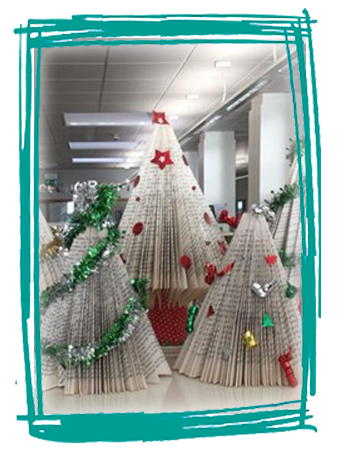 Christmas trees made out of paper
