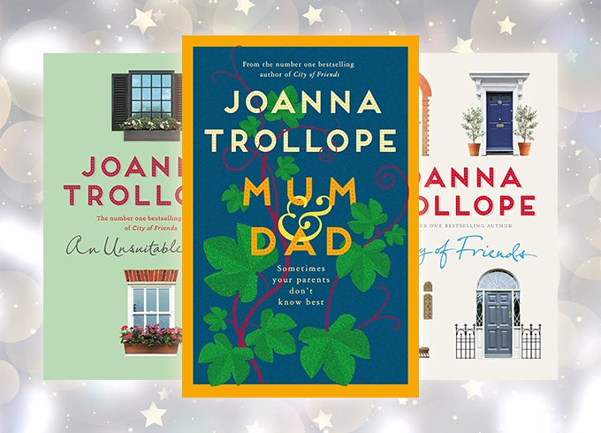Feature tile showing books by Joanna Trollope who has sadly recently passed away