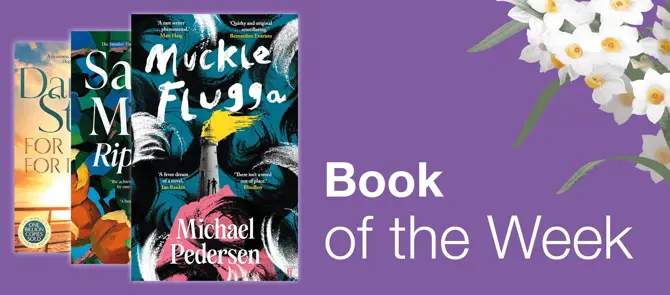 Small banner showing Book of the Week Muckle Flugga by Michael Pederson