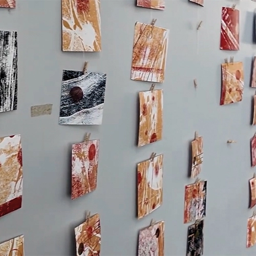 A photo of an art exhibition