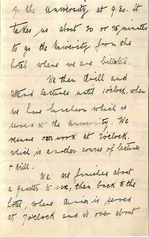 WAR 001. Letter from Warren to Elliott 8 July 1915. Glasgow. Routine. Page two of four. 