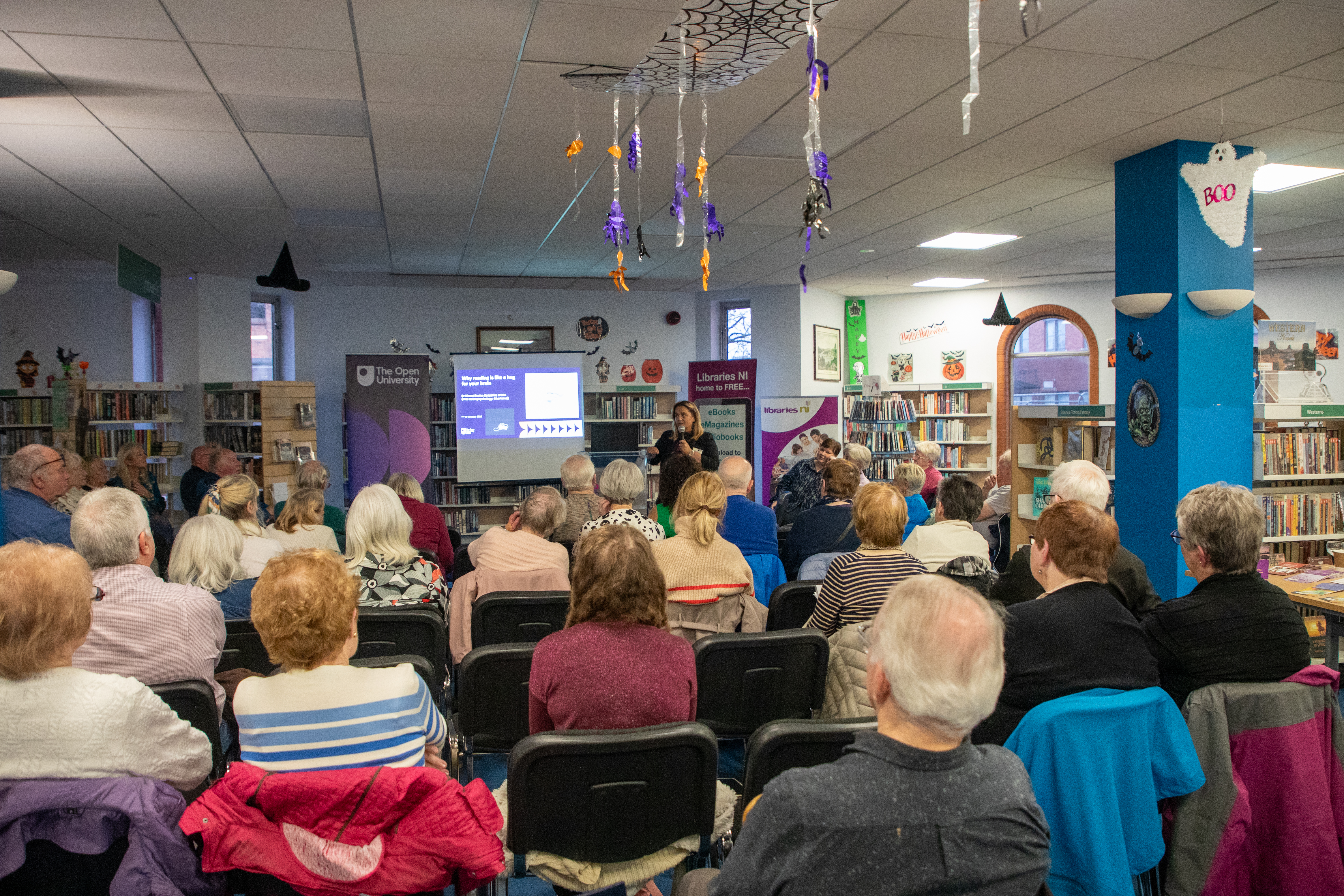 Dr Sinéad Eccles speaking at Derry central Library