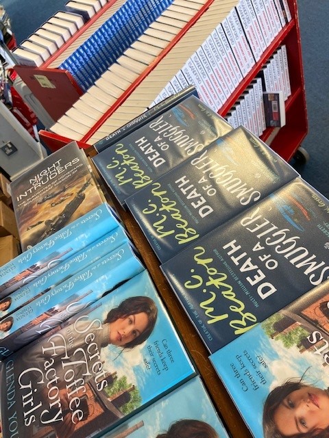 Trolleys full of new books